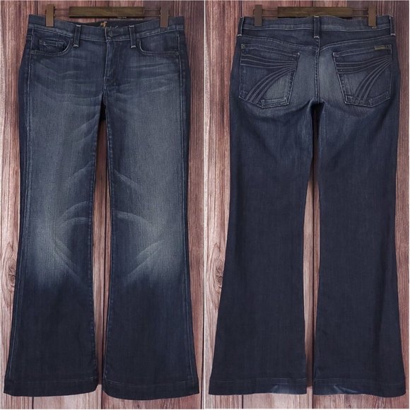 7 For All Mankind Denim - *Read* 7 For All Mankind Womens Size 31 Dark Wash Dojo Jeans Flare U115447S-447S
